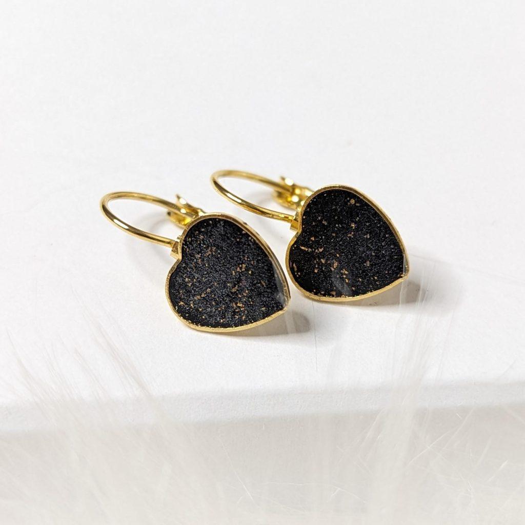 Σκουλαρίκια μαύρες καρδιές